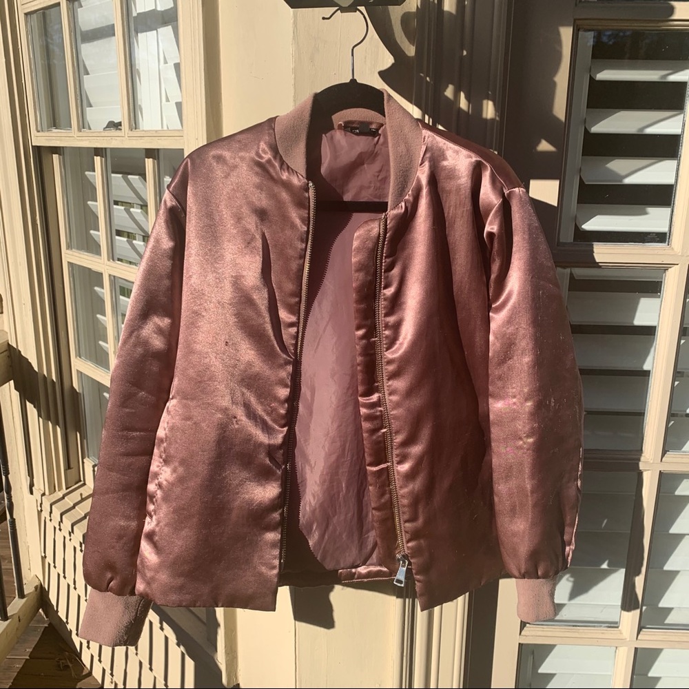 Topshop Ross Gold Satin Bomber Jacket